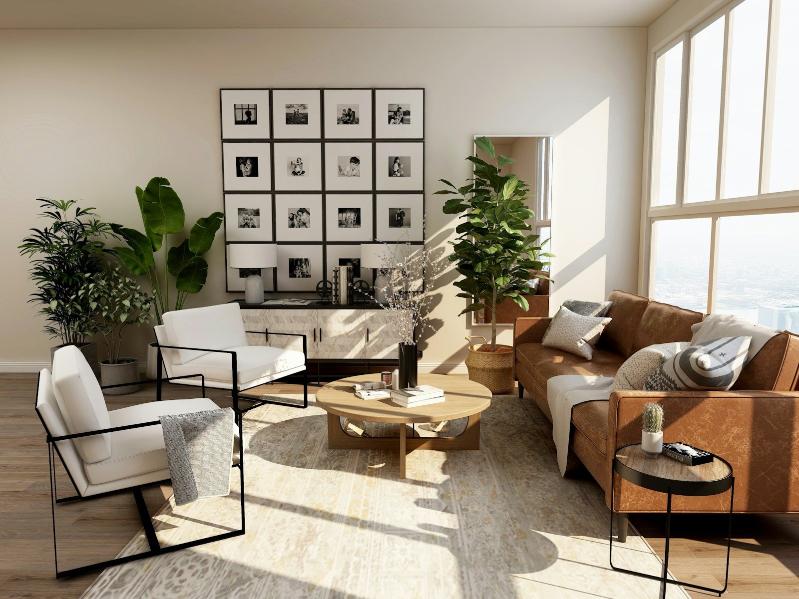 Warm, considered contemporary living room